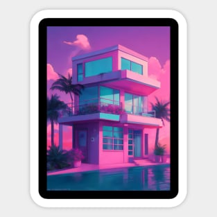 Vaporwave beach house Sticker